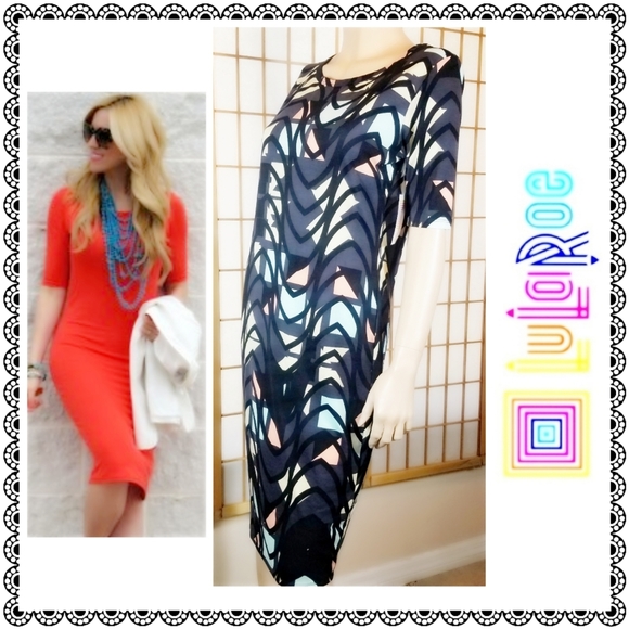 LuLaRoe Dresses & Skirts - {LuLaRoe} JULIA fitted dress, multi-c geo print, M